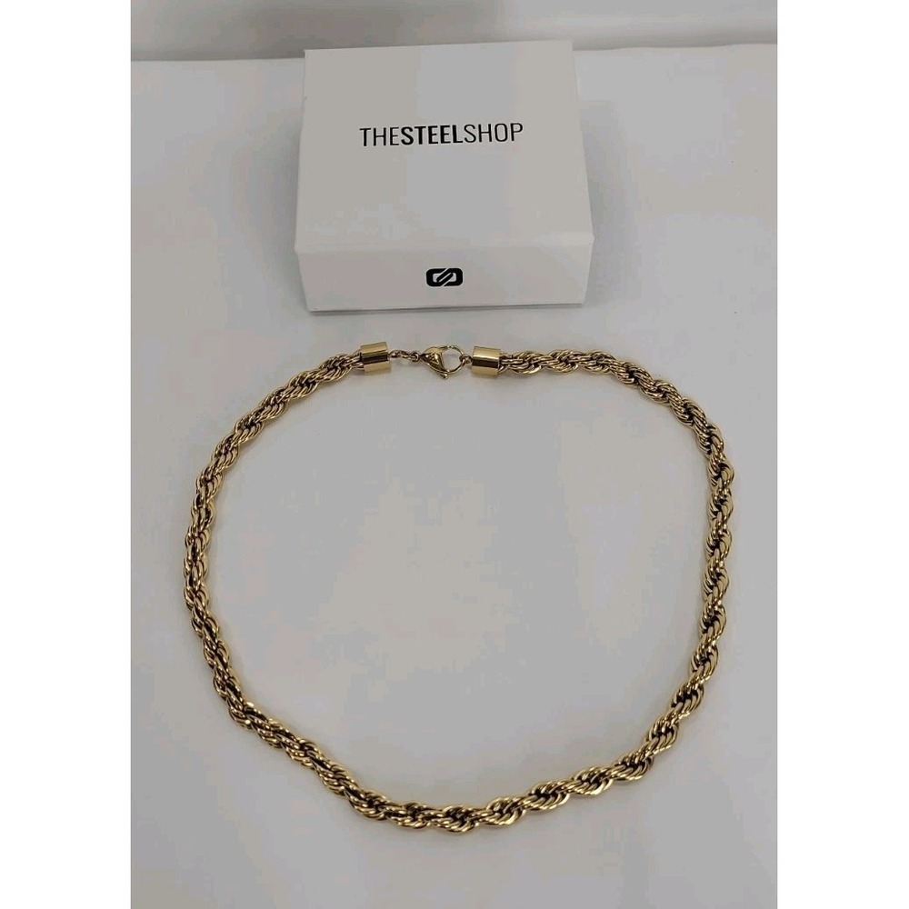 The Steel Shop 20" Gold-Plated Stainless Steel Rope Chain Necklace